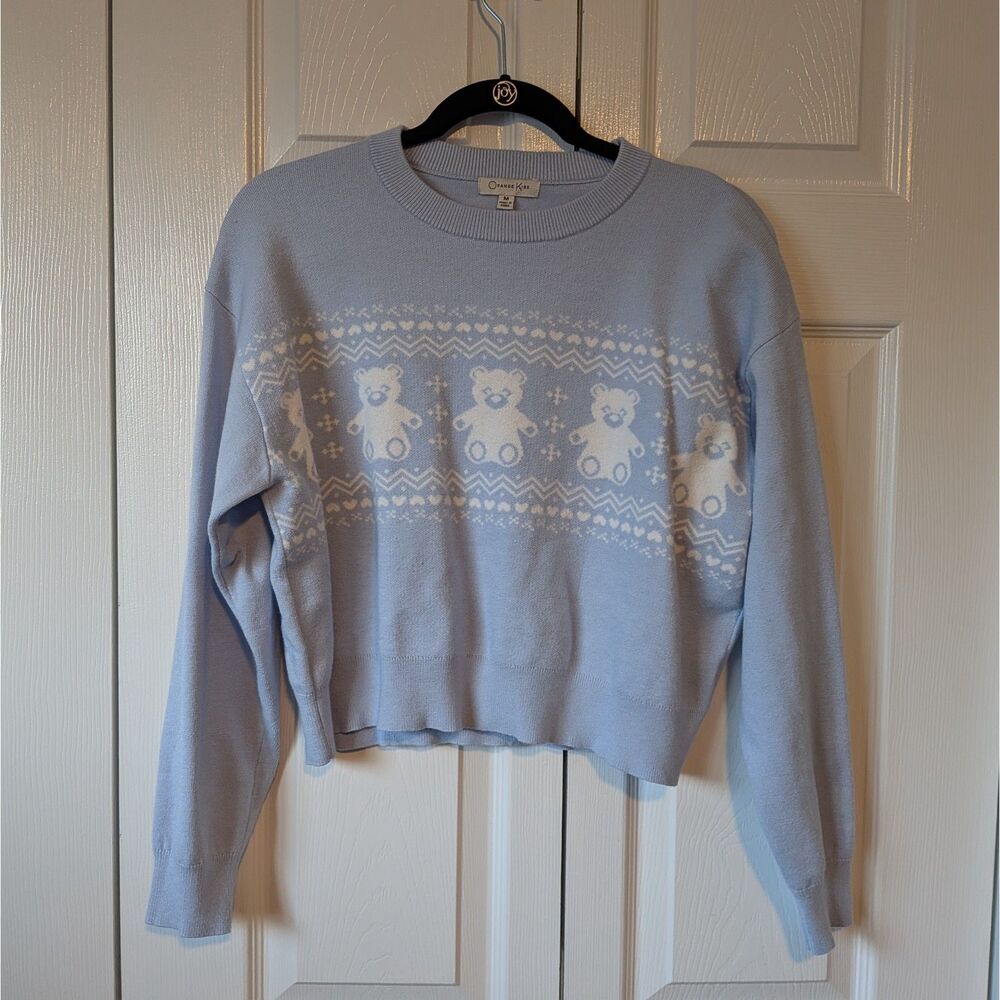 Orange Kiss “Comfy Cloud” Teddy Bear Graphic Crewneck Women’s Medium